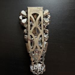 Vintage Eisenberg Original Rhinestone Brooch Large Emerald & Baguette State Pin