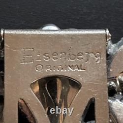 Vintage Eisenberg Original Rhinestone Brooch Large Emerald & Baguette State Pin