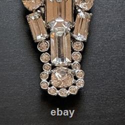 Vintage Eisenberg Original Rhinestone Brooch Large Emerald & Baguette State Pin