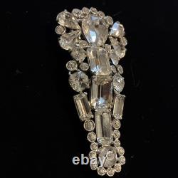 Vintage Eisenberg Original Rhinestone Brooch Large Emerald & Baguette State Pin Vintage Eisenberg Original Rhinestone Brooch Large Emerald & Baguette State Pin