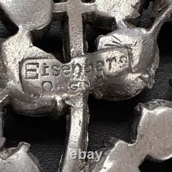 Vintage Eisenberg Original Rhinestone Floral Bouquet Brooch Signed Silver Tone