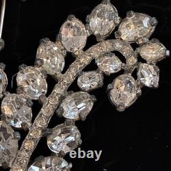Vintage Eisenberg Original Rhinestone Floral Bouquet Brooch Signed Silver Tone