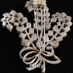 Vintage Eisenberg Original Rhinestone Floral Bouquet Brooch Signed Silver Tone