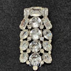 Vintage Eisenberg Original Signed Clear Rhinestone Dress Brooch Rare 1930's