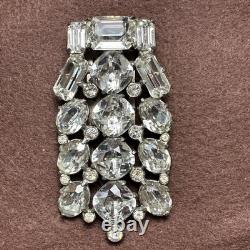 Vintage Eisenberg Original Signed Clear Rhinestone Dress Brooch Rare 1930's