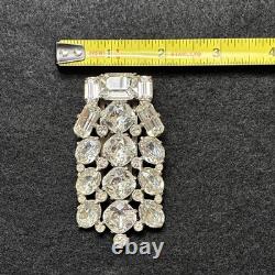 Vintage Eisenberg Original Signed Clear Rhinestone Dress Brooch Rare 1930's