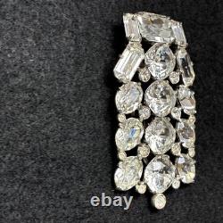 Vintage Eisenberg Original Signed Clear Rhinestone Dress Brooch Rare 1930's