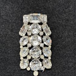 Vintage Eisenberg Original Signed Clear Rhinestone Dress Brooch Rare 1930's