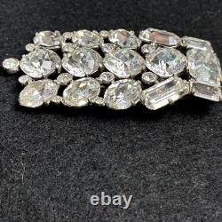 Vintage Eisenberg Original Signed Clear Rhinestone Dress Brooch Rare 1930's