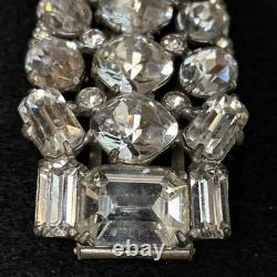 Vintage Eisenberg Original Signed Clear Rhinestone Dress Brooch Rare 1930's