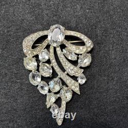 Vintage Eisenberg Original Signed Large Rhinestone Bow Spary Brooch Stunning