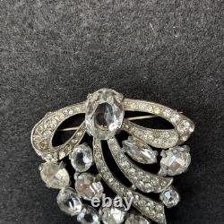 Vintage Eisenberg Original Signed Large Rhinestone Bow Spary Brooch Stunning
