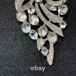 Vintage Eisenberg Original Signed Large Rhinestone Bow Spary Brooch Stunning