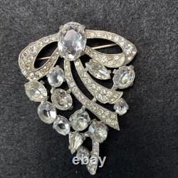 Vintage Eisenberg Original Signed Large Rhinestone Bow Spary Brooch Stunning