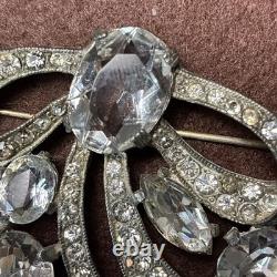 Vintage Eisenberg Original Signed Large Rhinestone Bow Spary Brooch Stunning