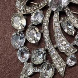 Vintage Eisenberg Original Signed Large Rhinestone Bow Spary Brooch Stunning