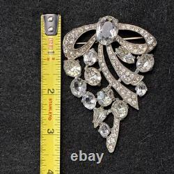 Vintage Eisenberg Original Signed Large Rhinestone Bow Spary Brooch Stunning