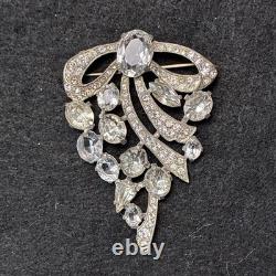 Vintage Eisenberg Original Signed Large Rhinestone Bow Spary Brooch Stunning