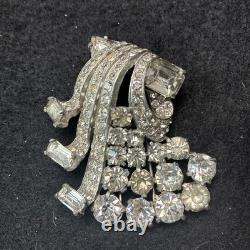 Vintage Eisenberg Original Signed Waterfall Rhinestone Brooch