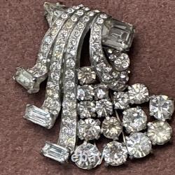 Vintage Eisenberg Original Signed Waterfall Rhinestone Brooch