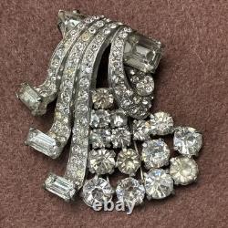 Vintage Eisenberg Original Signed Waterfall Rhinestone Brooch