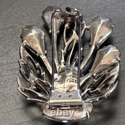 Vintage Eisenberg Original Sterling Fur Clip Large Crystal Floral Brooch 1940s
