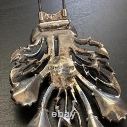 Vintage Eisenberg Original Sterling Fur Clip Large Crystal Floral Brooch 1940s