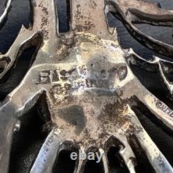 Vintage Eisenberg Original Sterling Fur Clip Large Crystal Floral Brooch 1940s