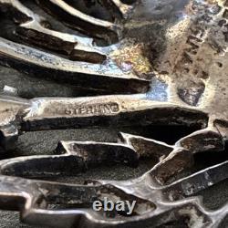 Vintage Eisenberg Original Sterling Fur Clip Large Crystal Floral Brooch 1940s