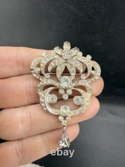 Vintage Eisenberg Rhinestone Brooch Silver Tone
