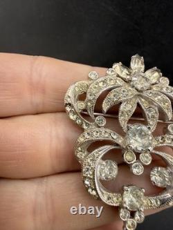 Vintage Eisenberg Rhinestone Brooch Silver Tone