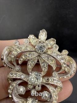 Vintage Eisenberg Rhinestone Brooch Silver Tone