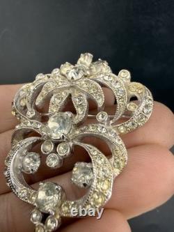 Vintage Eisenberg Rhinestone Brooch Silver Tone