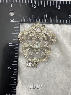 Vintage Eisenberg Rhinestone Brooch Silver Tone