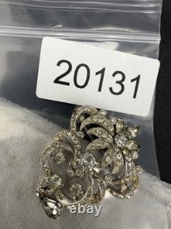 Vintage Eisenberg Rhinestone Brooch Silver Tone