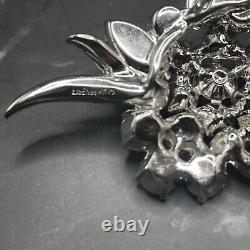 Vintage Eisenberg Rhinestone Cluster Brooch Silver Tone Signed Unique