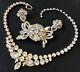 Vintage Eisenberg Signed Clear Rhinestone Necklace Brooch And Earrings E22
