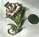 Vintage Enameled Figural Orchid Flower Lavender Large Rhinestone Brooch
