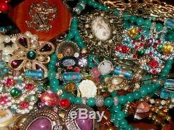 Vintage Est Mixed Jewelry Lot Victorian Stick Pin Trifari Ab Rs Cameo Brooch Bug