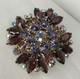 Vintage Estate Gold Tone Brooch Purple AB Rhinestones Open Backs Prong Set