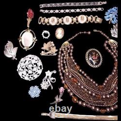Vintage Estate Jewelry Lot-Brooches, Necklaces, Bracelets, ECT-Some Signed