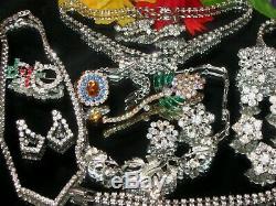 Vintage Estate Mixed Ab Rhinestone Jewelry Lot Weiss Coro Brooch Choker Sets