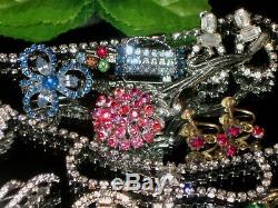 Vintage Estate Mixed Ab Rhinestone Jewelry Lot Weiss Coro Lind Star Brooch Nice