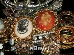 Vintage Estate Victorian Cameo Rhinestone Weiss Brooch Choker Mixed Jewelry Lot