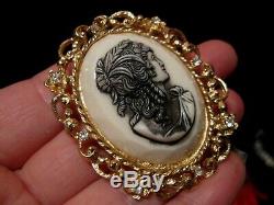 Vintage Estate Victorian Cameo Rhinestone Weiss Brooch Choker Mixed Jewelry Lot