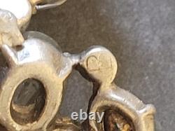 Vintage Extra Large Green Crystal Clear Rhinestone Brooch Pot Metal Signed READ