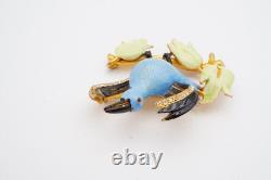 Vintage Fenichel Brooch Pin Gold Tone Rhinestone Enamel Bird