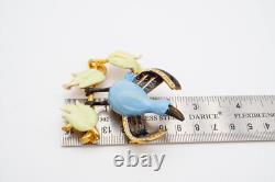 Vintage Fenichel Brooch Pin Gold Tone Rhinestone Enamel Bird