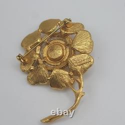 Vintage Florenza Brooch Watermelon Rivoli Rhinestone Signed STUNNING