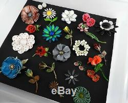 Vintage Flowers Jewelry Lot Brooch Earrings Pin Enamel Metal Bridal Bouquets